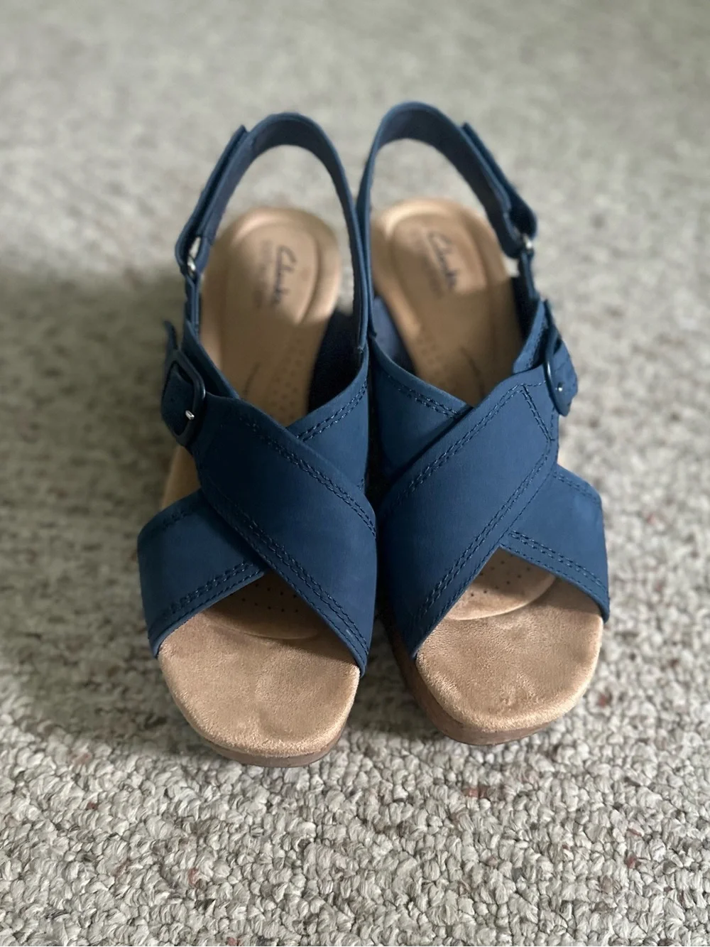 Clarks Platform Sandals Denim Blue Size 9